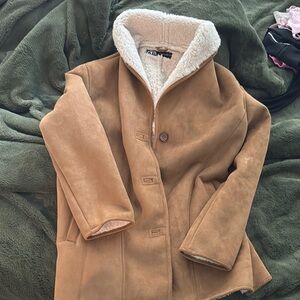 Zara Tan Teddy Jacket with White Sherpa Lining